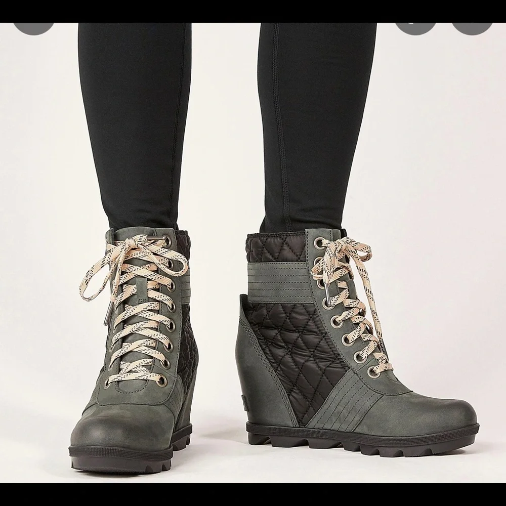 SOREL LEXIE WEDGE WATERPROOF BOOTIES DARK SLATE - Picture 10 of 10